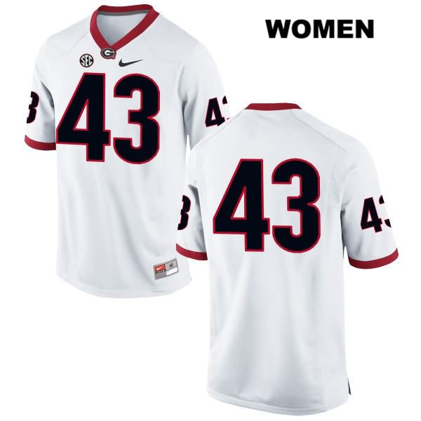 Georgia Bulldogs Women's Nick Moore #43 NCAA No Name Authentic White Nike Stitched College Football Jersey ZBG1056QU